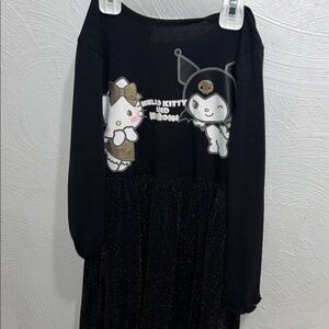 Black Hello Kitty and Kuromi Long Sleeve Dress